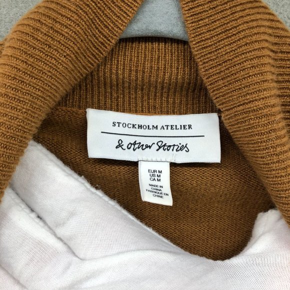 & Other Stories Cashmere Mock Neck Sweater Tan Brown Womens Medium M - Picture 8 of 12